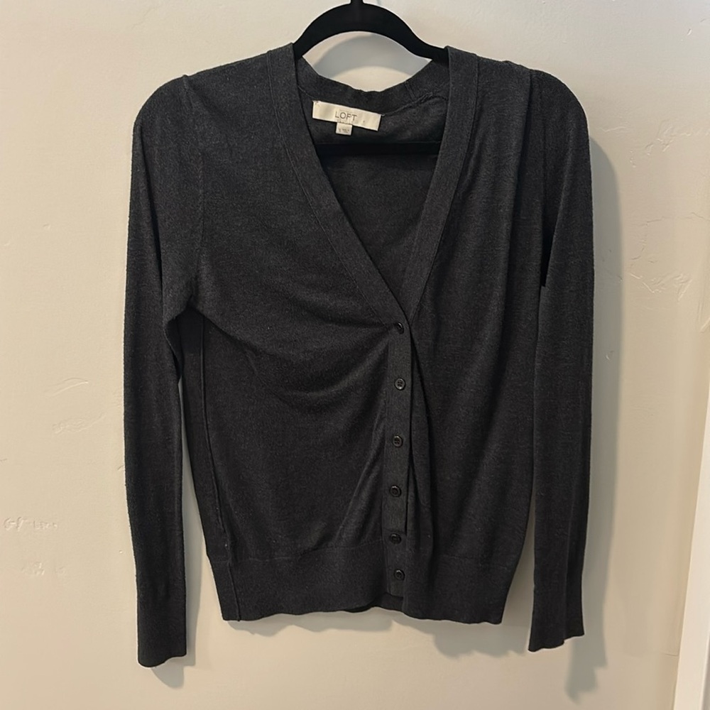 Loft Gray Button Up Cardigan Small